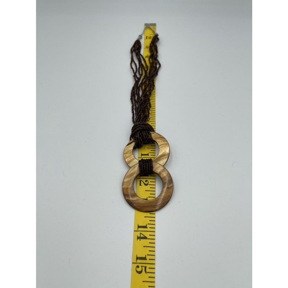 Vintage 1980s Double Circle Brown Seed Bead Statement Necklace - Picture 4 of 4